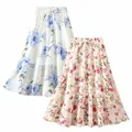 Spring Summer Floral Girl Skirt Chiffon Long Length Fashion Teenager Girl Clothes Elegant Princess