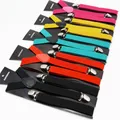 Solid Color Elastic Leather Suspenders Braces Men Women Black Blue Red Adjustable Straps For Wedding