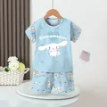 Anime Summer Kids Ice Silk Pajamas Kawaii MyMelodys Kuromis Cinnamorolls Cartoon Short Sleeve