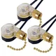 3Pack Ceiling Fan Light Switch ZE-109 Fan Switch Ceiling Pull Chain Switch Replacement (Brass)