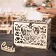 Wooden Wedding Gifts Card Boxes With Lock Mr&Mrs Couple Flower Pattern Envelope Sign Cards Wood Box