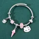 Sanrio Figure Hello Kitty Open Bangle Kawaii Enamel Pendant Hand Accessories for Women Sweet Fashion