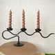 Nordic Style Metal Candlestick Black Wavey Iron Candleholder for Home Creative Candelabra Home