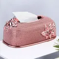 Luxury European rose carved tissue box holder electroplated tissue box suitable fordining