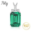 Potiy 6ct Emerald Cut Nano Emerald Pendant Necklace No Chain 925 Sterling Silver for Women Daily