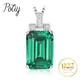 Potiy 6ct Emerald Cut Nano Emerald Pendant Necklace No Chain 925 Sterling Silver for Women Daily