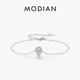 MODIAN 925 Sterling Silver Drop Clear CZ Bracelet Pear Cut Link Chain Platinum Plated Bracelet For