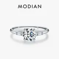 MODIAN 1.0CT D Color Lab Diamond Round Moissanite Ring 925 Sterling Silver Wedding Engagement Band