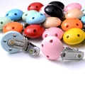 10Pcs Wood Clips Round Shaped Dummy Holder Baby Pacifier Clips DIY Teething Pacifier Chain