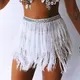 Women Sequin Tassel Tutu Skirt Rave Fringe Belly Dance Hip Scarf Wrap Skirt Club Mini Skirt Sexy