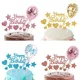 Happy Birthday Cake Toppers DIY Confetti Balloon Cake Decor Star Heart Cupcake Flag for Birthday