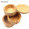 Bamboo Salt Box Round Bamboo Jar Salt and Spices Storage Container Spice Container Seasoning Jar