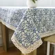 Waterproof Chinese Classical Cotton Linen Tablecloth Printed Blue and White Porcelain Table Cloth