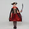 Costume da pirata di Halloween vestito da Tutu pirata rosso nero per bambine con cappello Cape