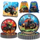 Monster Truck Party Supplies Machines Truck Theme Disposable Tableware Paper Plate Cup Napkin