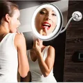 Flexible Gooseneck 6.8" 10x Magnifying LED Lighted Makeup Mirror Bathroom Magnification Vanity