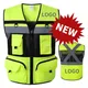 Custom LOGO Safety Vest Reflective With Tool Pockets Breathable Work gilet High Visibility Vest Mesh