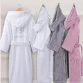 Winter Thick Robe Men Women Toweling Terry Hooded Robe Embroidery Cotton Bathrobe Soft Ventilation