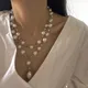 Boho Trendy Sweater Chains Pearl Necklace Pendant Earring For Women Jewelry set