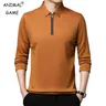 Sweatwear Mens T-shirt Long Sleeve Polo Shirt Men's Lapel Business Menswear Zipper Collar Tops