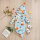 Blue hooded fox print Infant Jumpsuits comfort Clothes Spring and autumn Newborn Baby Pajamas