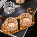 Luxury Crystal Candle Holder Gold Silver Candlesticks Glass Jar for Candles Wedding Party Supplies