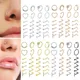 28Pcs/Set 20g Stainless Steel Nose Rings Hoop L Shape Nose Studs Nose Screw Bone Rainbow Pack For