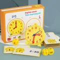 Children Montessori Toy Learning Time Educational Teaching Aids Yellow Clock with 12 pcs Time Cards