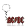 Creative ACDC Keychain Red Letter ACDC Metal Badge Pendant Keyring Car Backpack Key Holder Fashion