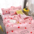 3/4pcs Bedding Set Pink Strawberry Fashion Bed Sheets Queen Size Luxury Bedding Set bed Sheet Sets