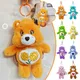 Kawaii Love Teddy Rainbow Bear Keychain Animal Plush Doll Toy Hanging School Bag Pendant Car