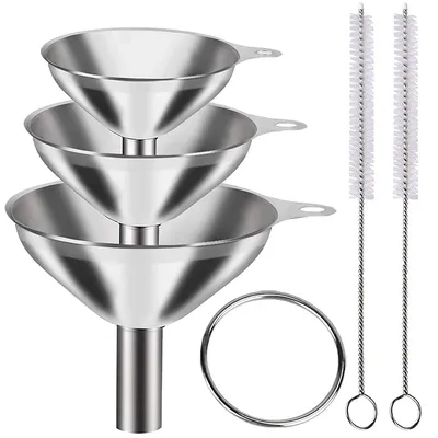 LMETJMA 6Pcs Stainless Steel Funnel 3 Pcs Stainless Steel Kitchen Funnel Set for Filling Bottles Mini Metal Funnels JT190