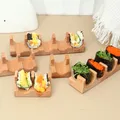 1/2/3/4/5 Grid Wooden Japanese Sushi Rack Snack Food Holder Sushi Boat Serving Tray U-shape Food