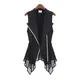 #0708 Summer Black Asymmetrical Chiffon Waistcoat For Women Thin Sexy Vest Coat Sleeveless Jacket