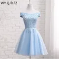 WYHS-70 # Blue Short Boat Neck Lace up abiti da damigella d'onore 2022 summer new wedding party prom