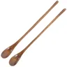 Cucchiaio lungo in legno da 2 pezzi per mangiare mescolando mescolando cucchiaio con manico lungo