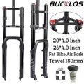 BUCKLOS Snow Fat Bike Forcella 20*4.0 pollici / 26*4.0 pollici Forcella con sospensione pneumatica Viaggio 180mm Doppia spalla E-Bike Forcella Parti di biciclette