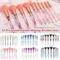 10 Pcs/set Crystal Makeup Brushes Powder Foundation Eyeshadow Eyebrow Cosmetics Face Makeup Brush