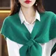 Women's Spring and Autumn New Fashion Solid Scarf Collar Button Japanese Casual Versatile Sleeveless