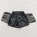 Wholesale Baby Girl Summer Black Leather Tassel Shorts Clothing Kids Children Toddler New Western