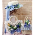 Original tulip straw hat lolita accessories handmade basket Mori girl travel photo woven bag woman