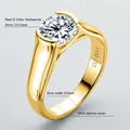 IOGOU 18K Gold Plated Engagement Rings 8mm 2.0carat D Color VVS1 Moissanite Diamond Rings for Women