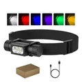 SOLOLANDOR Mini Headlamp XPG G2 LED Type C USB 18650 Headlight Red Green 395nm UV Blue Yellow Head