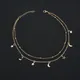 JCYMONG New 38+5cm Gold Silver Color Beads Chain Choker Necklace For Women Fashion Star Moon Pendant
