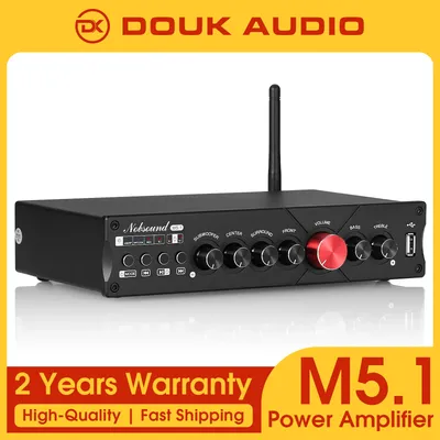 Douk Audio 5.1 Channel Digital Amplifier HiFi Bluetooth 5.0 Receiver USB/COAX/OPT Home Theater Power Amp with Subwoofer LDAC