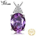 JewelryPalace Oval Purple Created Alexandrite Sapphire 925 Sterling Silver Pendant Necklace Gemstone