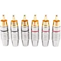 RCA Male Plug Adapter Audio Phono Gold Plated Solder Connector Hi End - 6-Pack silver