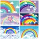 Laeacco Rainbow Backdrops Photography Baby Shower Boy Girl 1st Birthday Party Cloud Shiny Star Photo