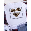 T-shirt Graphic Printed T Shirt Free Spirit Brave Soul Women Short Sleeve Leopard Love Tshirt