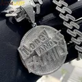 Men Women Hip Hop Round Pendant Necklace with Rope Chain Iced Out Bling 5A Cubic Zirconia Necklaces